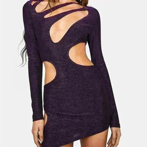 Simmi Women's Asymmetrical Cutout Mini Dress‎ Purple Size M